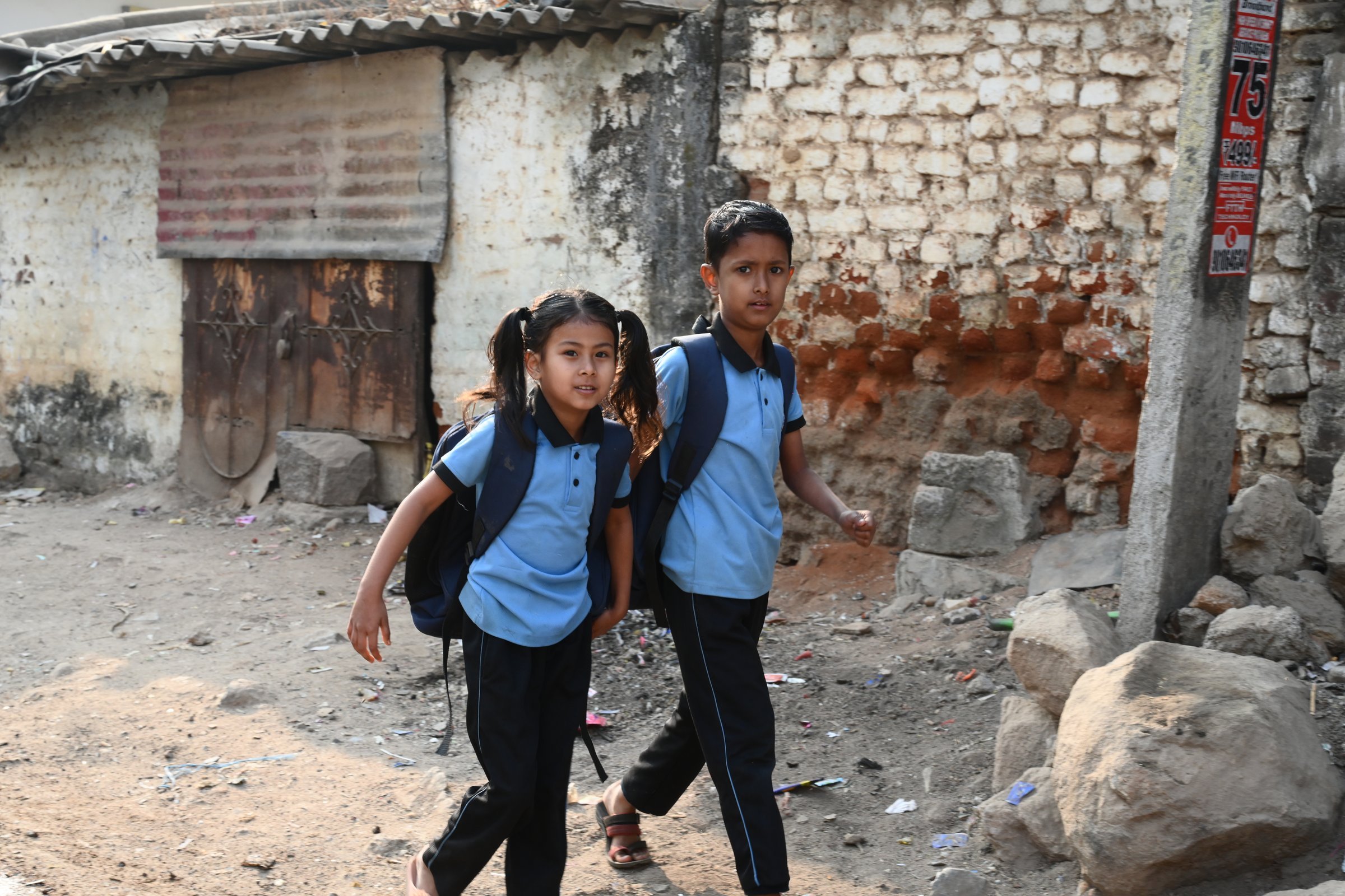 Students walking home after school